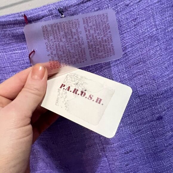 P.A.R.O.S.H. purple wild silk high waist pencil skirt NWT size 4 - Picture 9 of 13